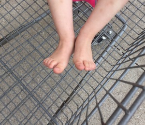 9am day one- Walmart and the three year old has no shoes. 